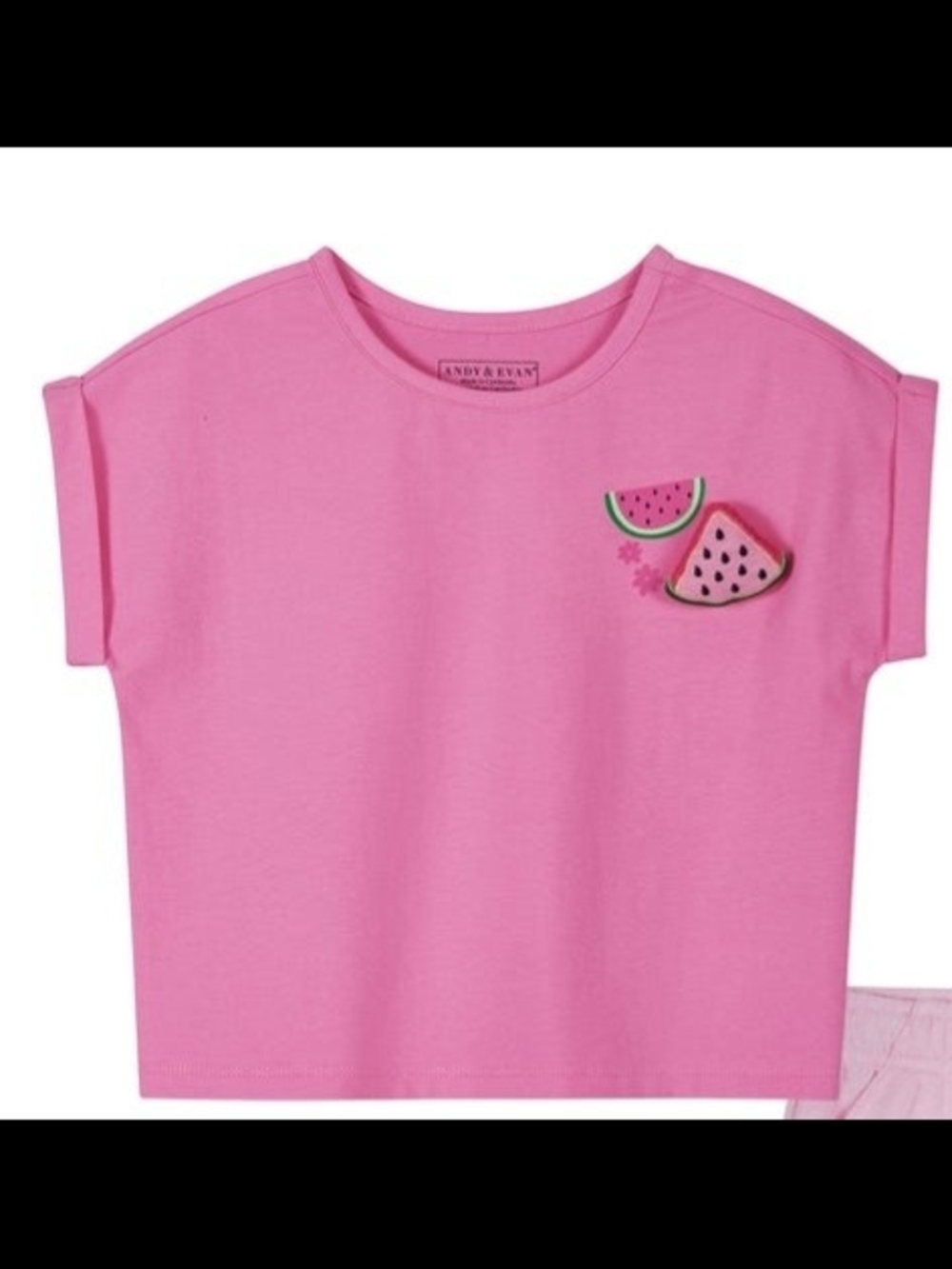 New! Andy & Evan Bright Pink Color Watermelon Tee Kids Girls Cotton Shirt Size 6